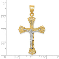 14k Two-tone Diamond-cut Crucifix Pendant