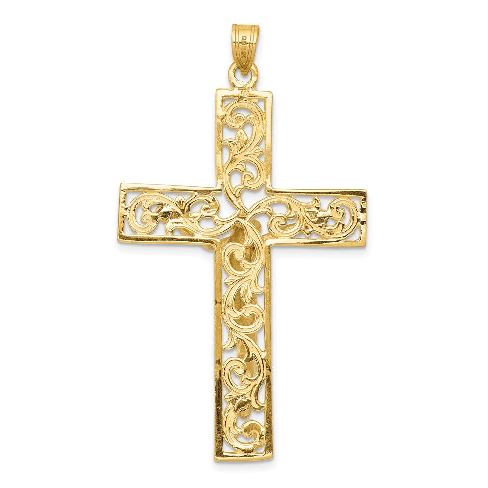 14k Two-tone Diamond-cut Crucifix Pendant