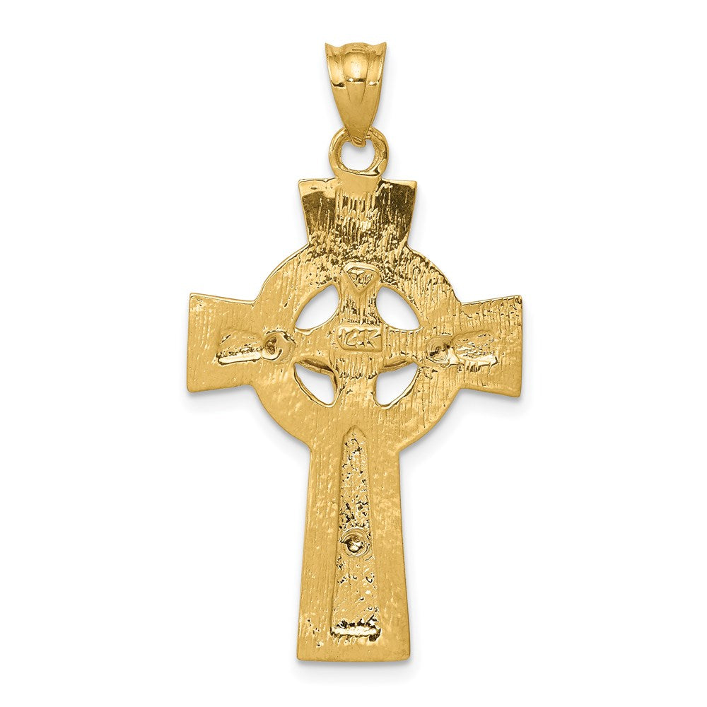 14k Two-tone INRI Celtic Crucifix Pendant