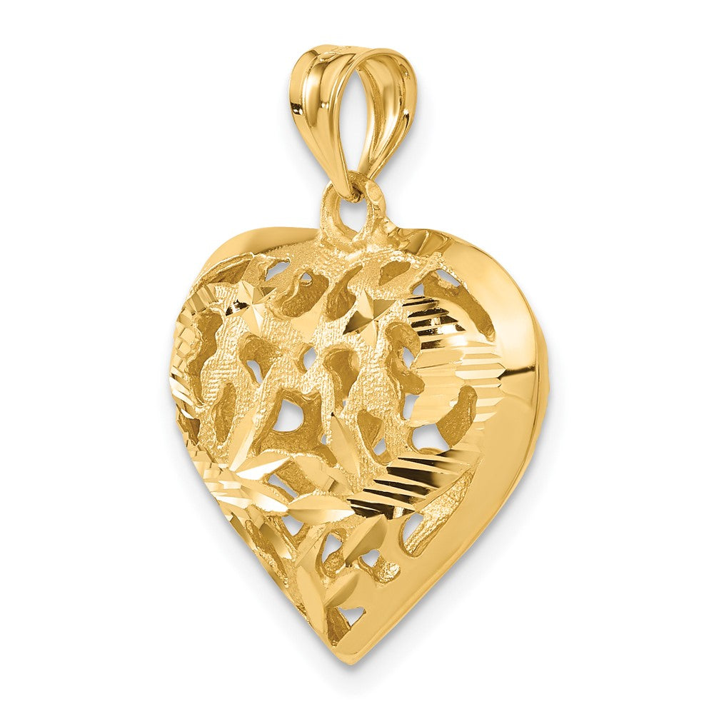 14k Fancy 3D Heart Charm