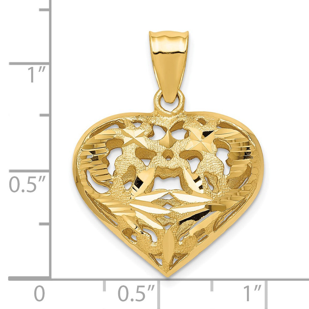 14k Fancy 3D Heart Charm
