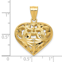 14k Fancy 3D Heart Charm