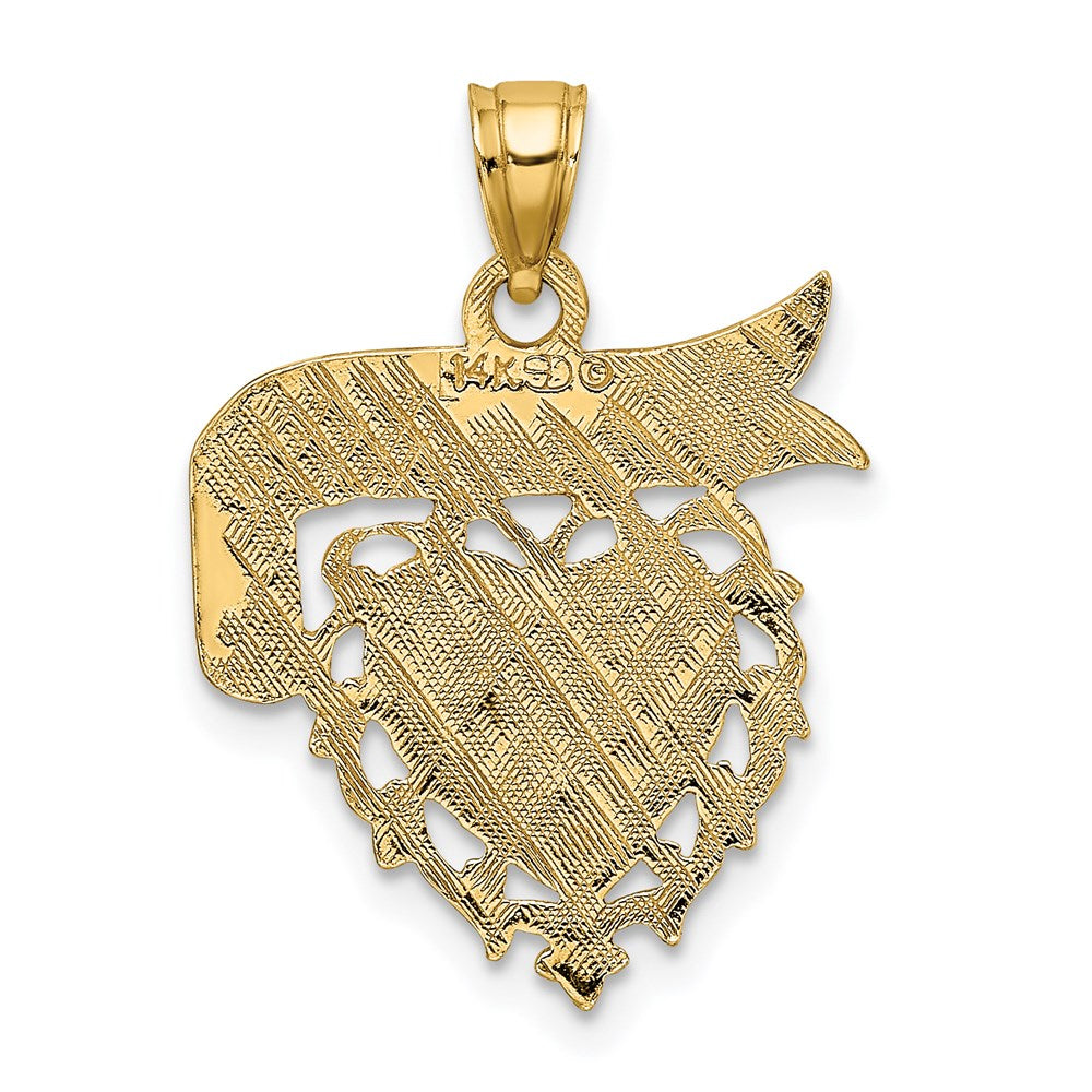 14k Polished I LOVE YOU Heart with Banner Charm