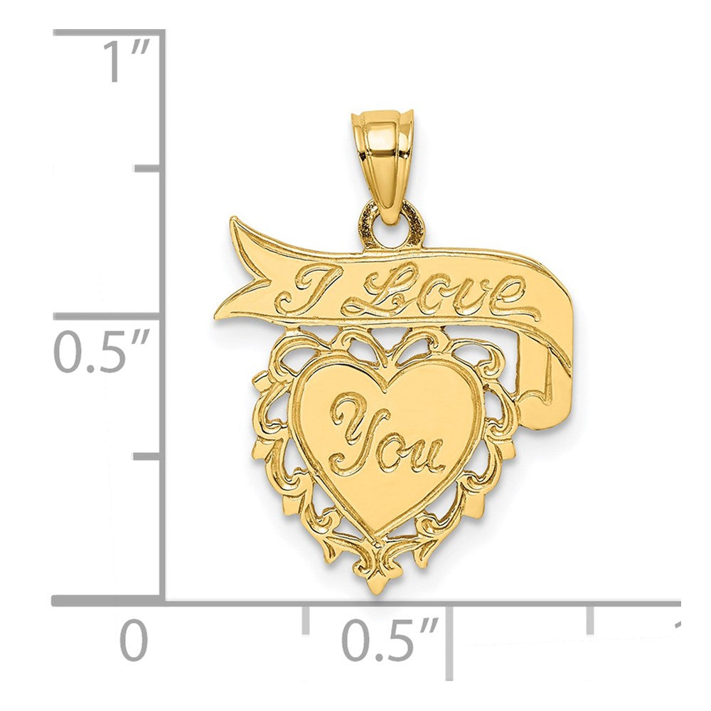 14k Polished I LOVE YOU Heart with Banner Charm