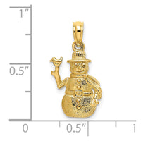 14k Satin and Polished 3-D Snowman Charm