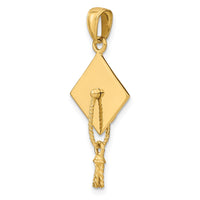 14k Solid Polished 3-D Graduation Cap Pendant