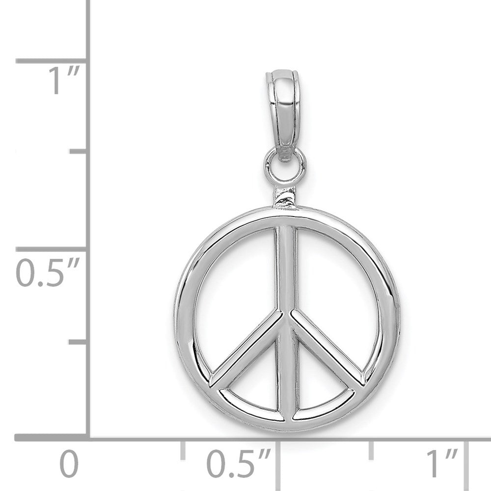 14k White Gold 3D Polished Peace Sign Charm