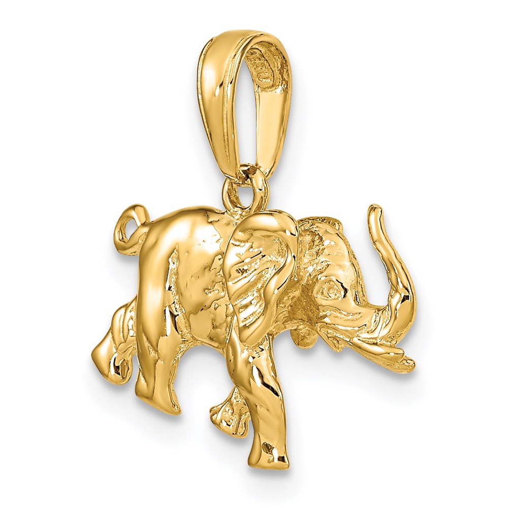 14k Polished 3-D Elephant Pendant