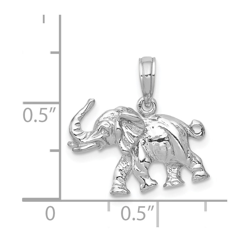 14k White Gold Polished 3-D Elephant Pendant