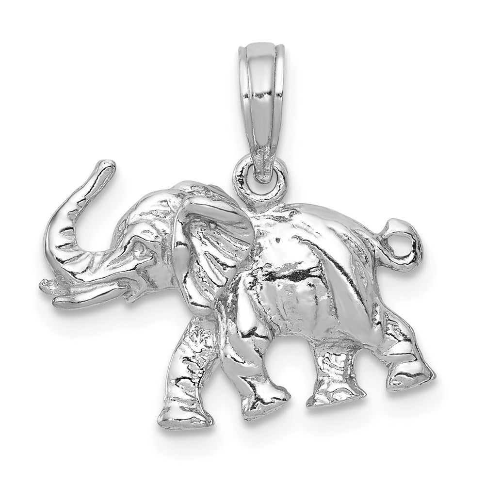 14k White Gold Polished 3-D Elephant Pendant