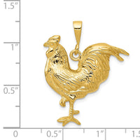 14k Solid Polished Open-Backed Rooster Pendant