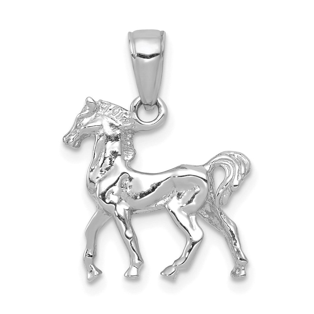 14k White Gold Solid Polished 3-D Horse Charm