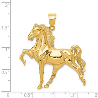 14k Solid Polished Open-Backed Horse Pendant