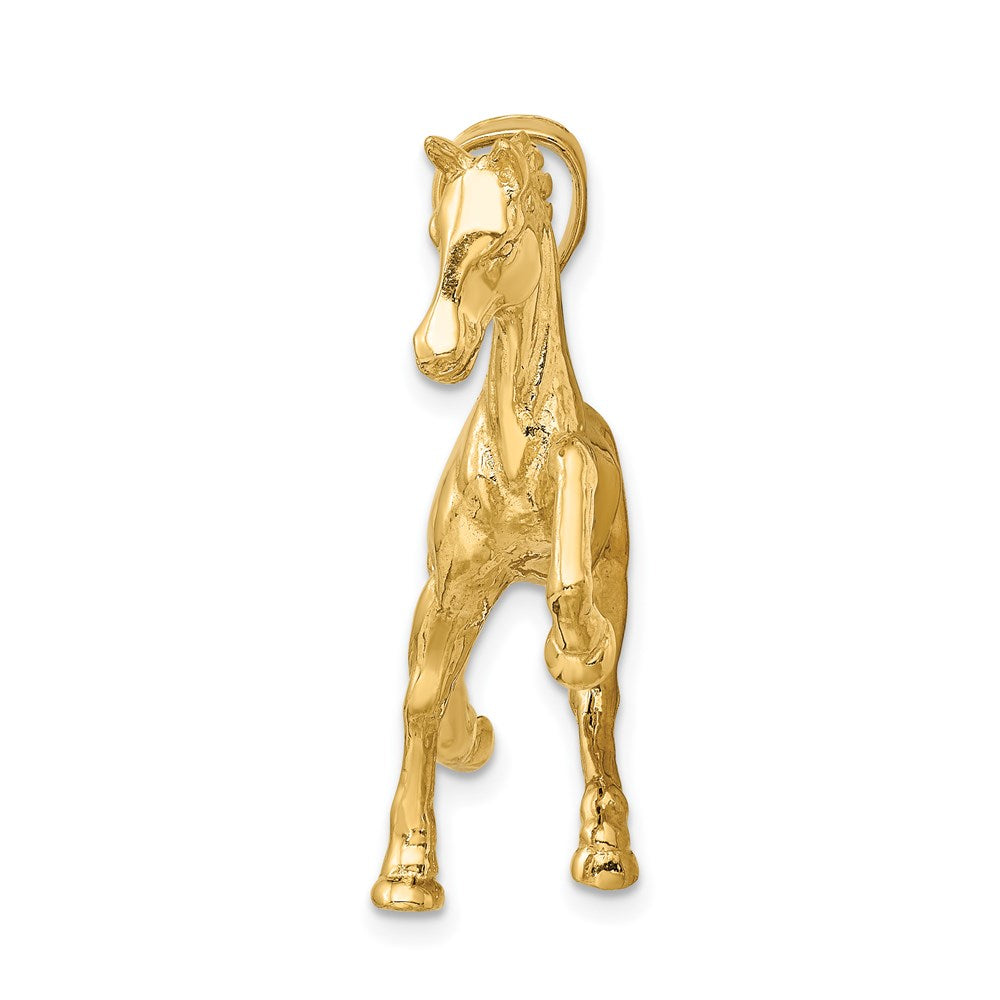 14k Hollow Polished 3-D Horse Charm