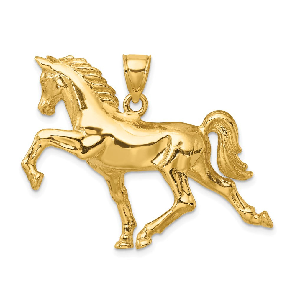 14k Hollow Polished 3-D Horse Charm