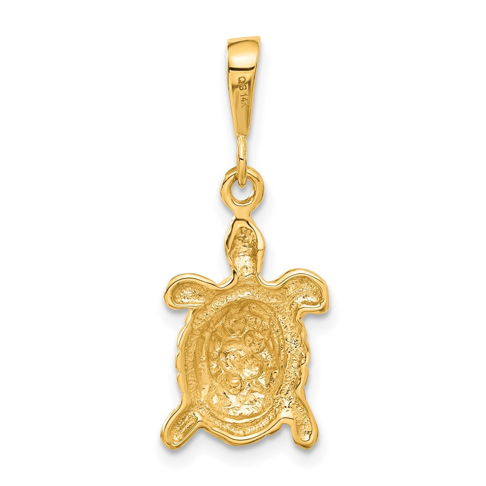 14k Solid Polished Open-Backed Sea Turtle Charm 3