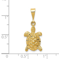 14k Solid Polished Open-Backed Sea Turtle Charm 4
