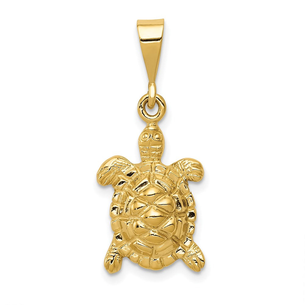 14k Solid Polished Open-Backed Sea Turtle Charm 1