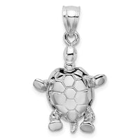 14K White Gold Solid Polished 3-D Moveable Turtle Pendant 3