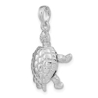 14K White Gold Solid Polished 3-D Moveable Turtle Pendant 4