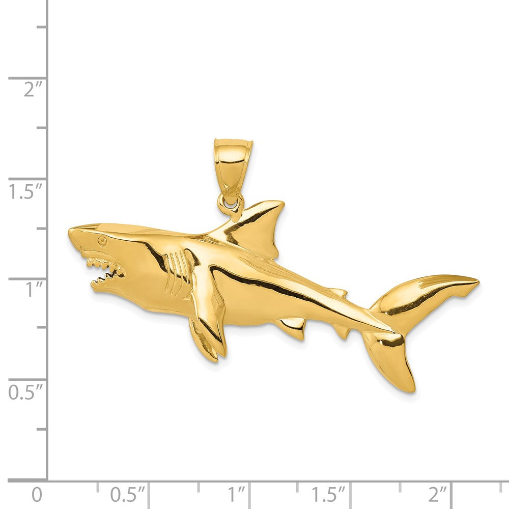 14K Polished 3-D Shark Pendant 4