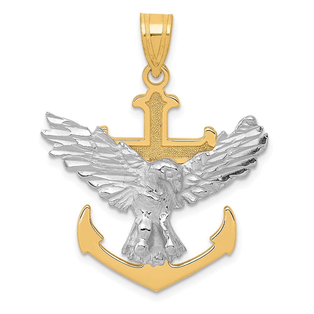 14k Two-tone Mariners Cross w/Eagle Pendant