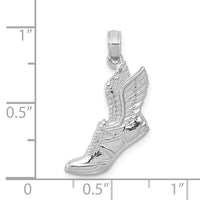 14k White Gold Polished Running Shoe Pendant