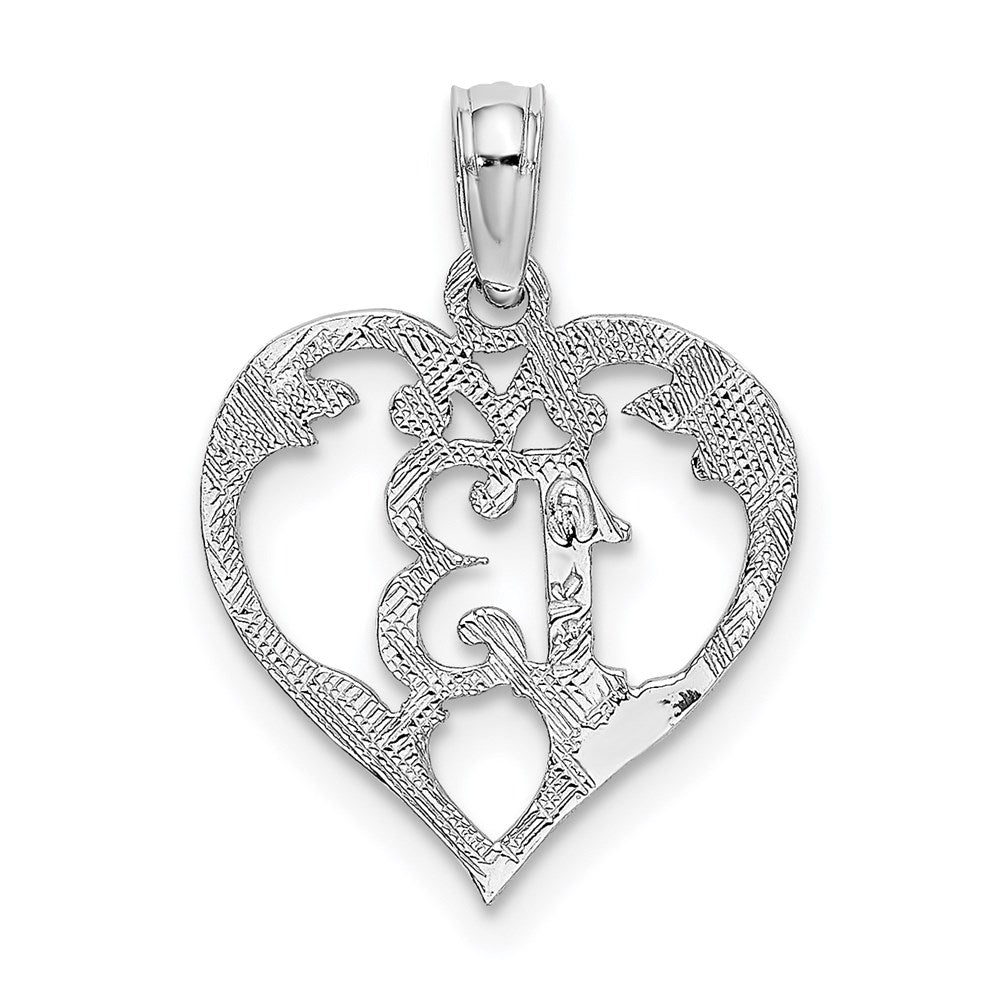 14k White Gold 13 in Heart Cut-out Pendant