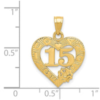 14k 15 in QUINCE ANOS Heart Frame Pendant