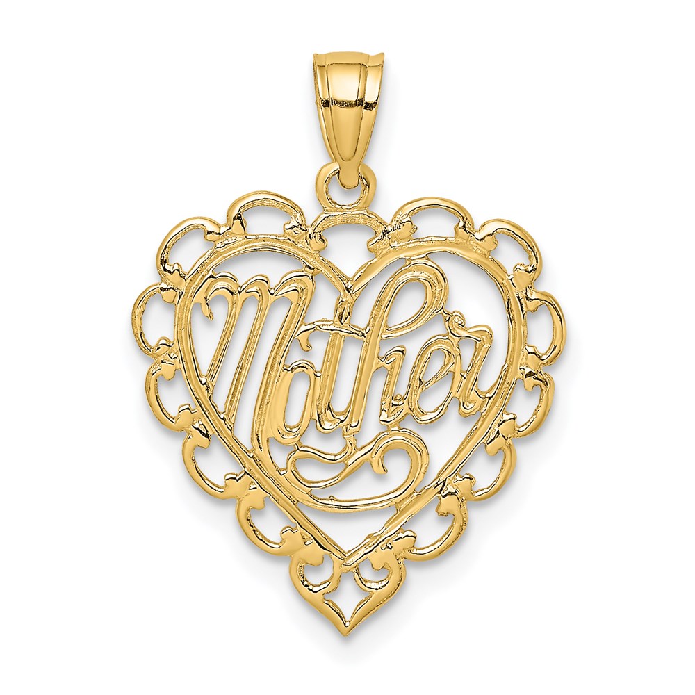 14k MOTHER in Lace Heart Charm