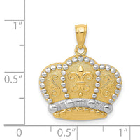 14k and Rhodium Crown Pendant