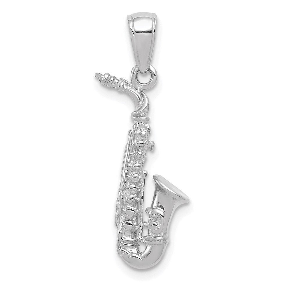 14K White Gold 3-D Saxophone Pendant