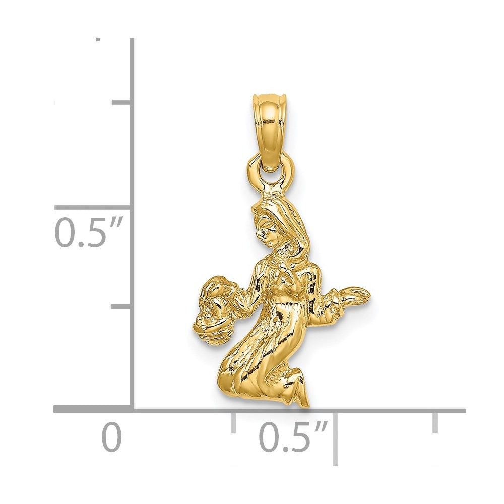 14k 3-D Virgo Zodiac Charm
