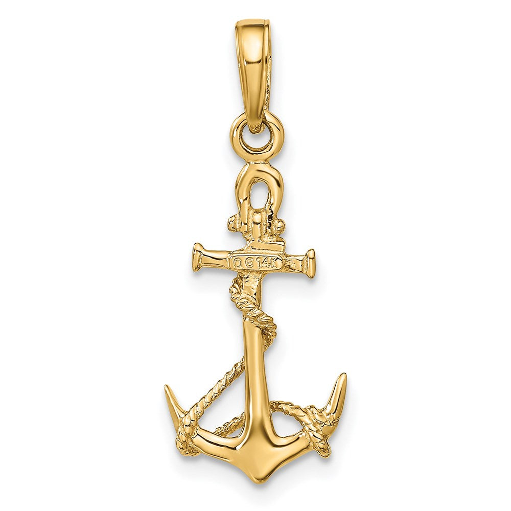 14k 3-D Anchor w/Shackle and Entwined Rope Pendant
