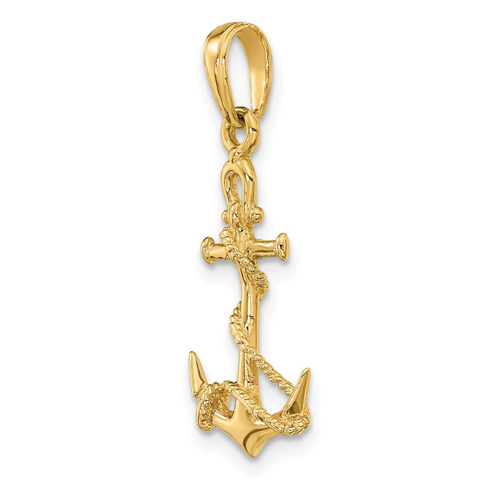 14k 3-D Anchor w/Shackle and Entwined Rope Pendant