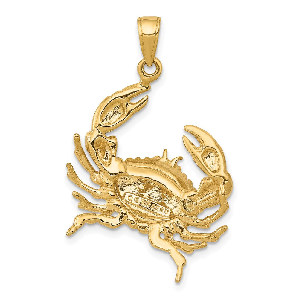 14k Stone Crab with Claw Extended Pendant 4