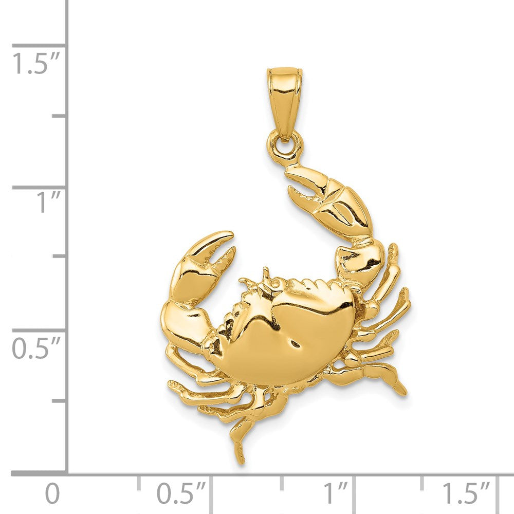 14k Stone Crab with Claw Extended Pendant 3