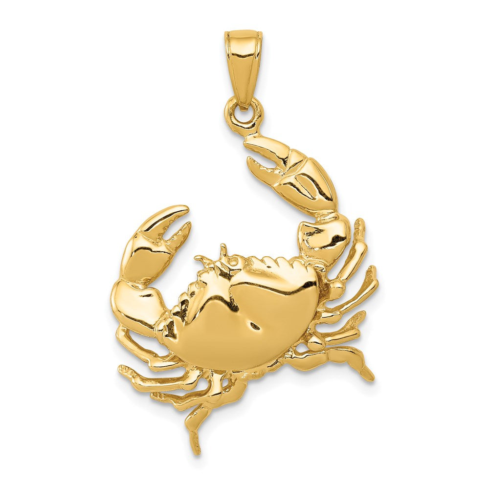 14k Stone Crab with Claw Extended Pendant 1