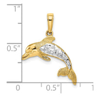 14k w/Rhodium Diamond-cut Dolphin Pendant 4
