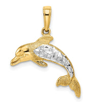 14k w/Rhodium Diamond-cut Dolphin Pendant 1
