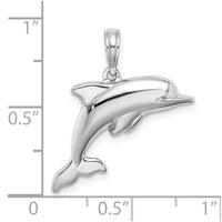 14K White Gold 3-D Puffed Dolphin Charm