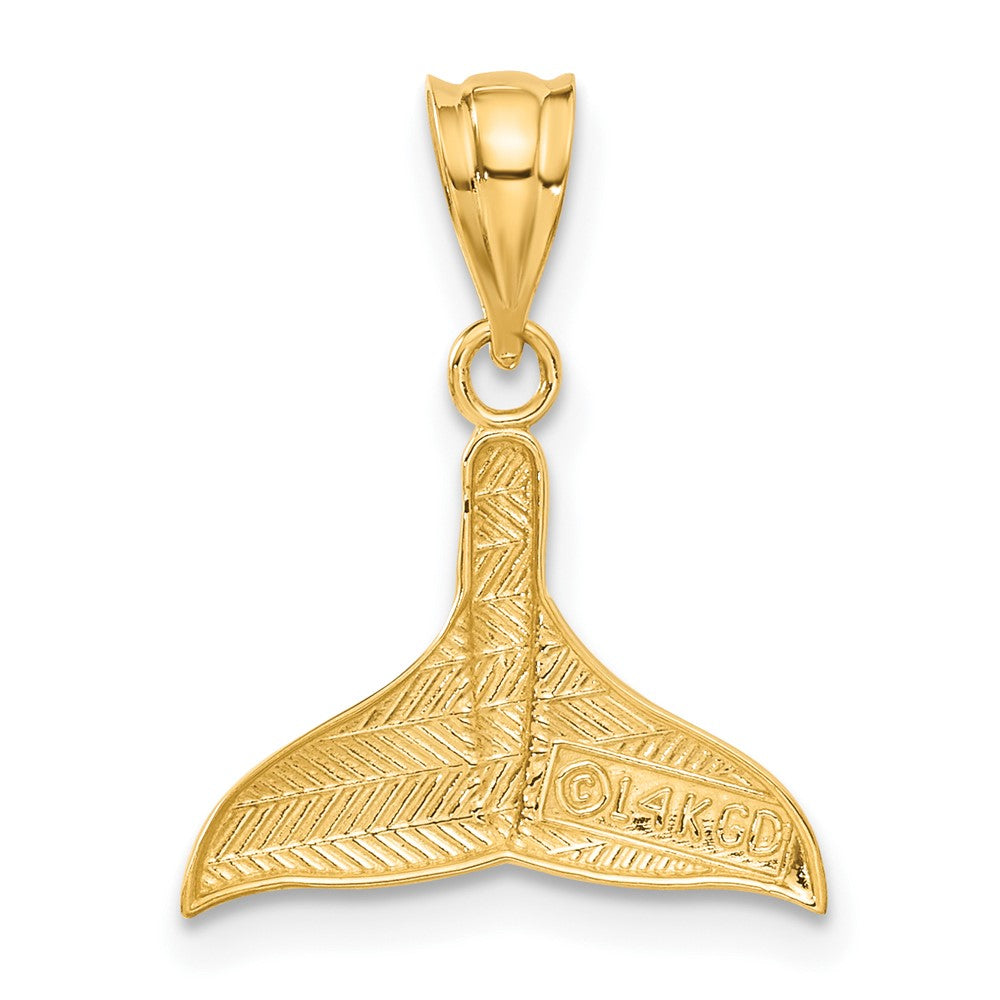 14k Solid Polished Open-Backed Whale Tail Pendant 3