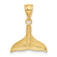 14k Solid Polished Open-Backed Whale Tail Pendant 3