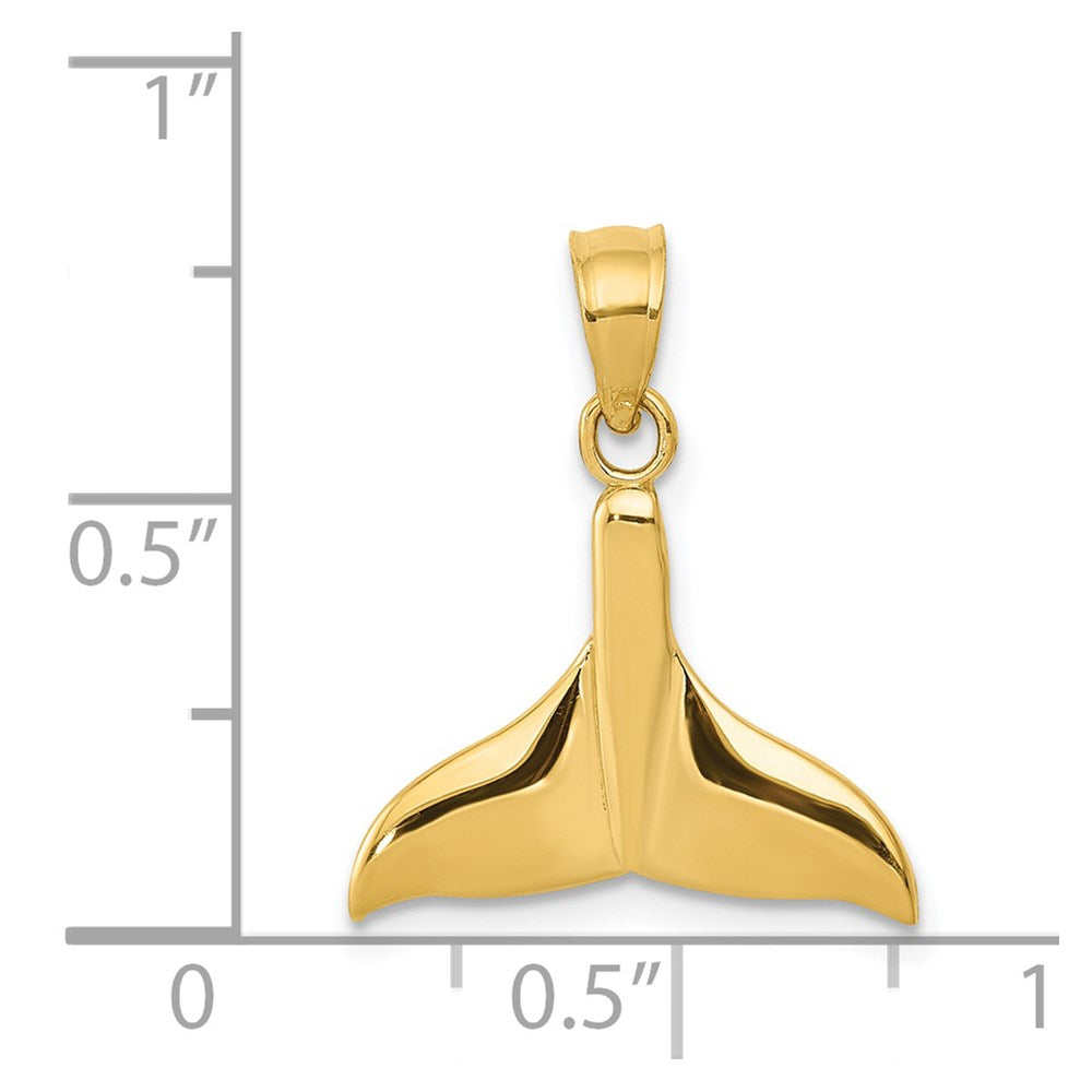 14k Solid Polished Open-Backed Whale Tail Pendant 4