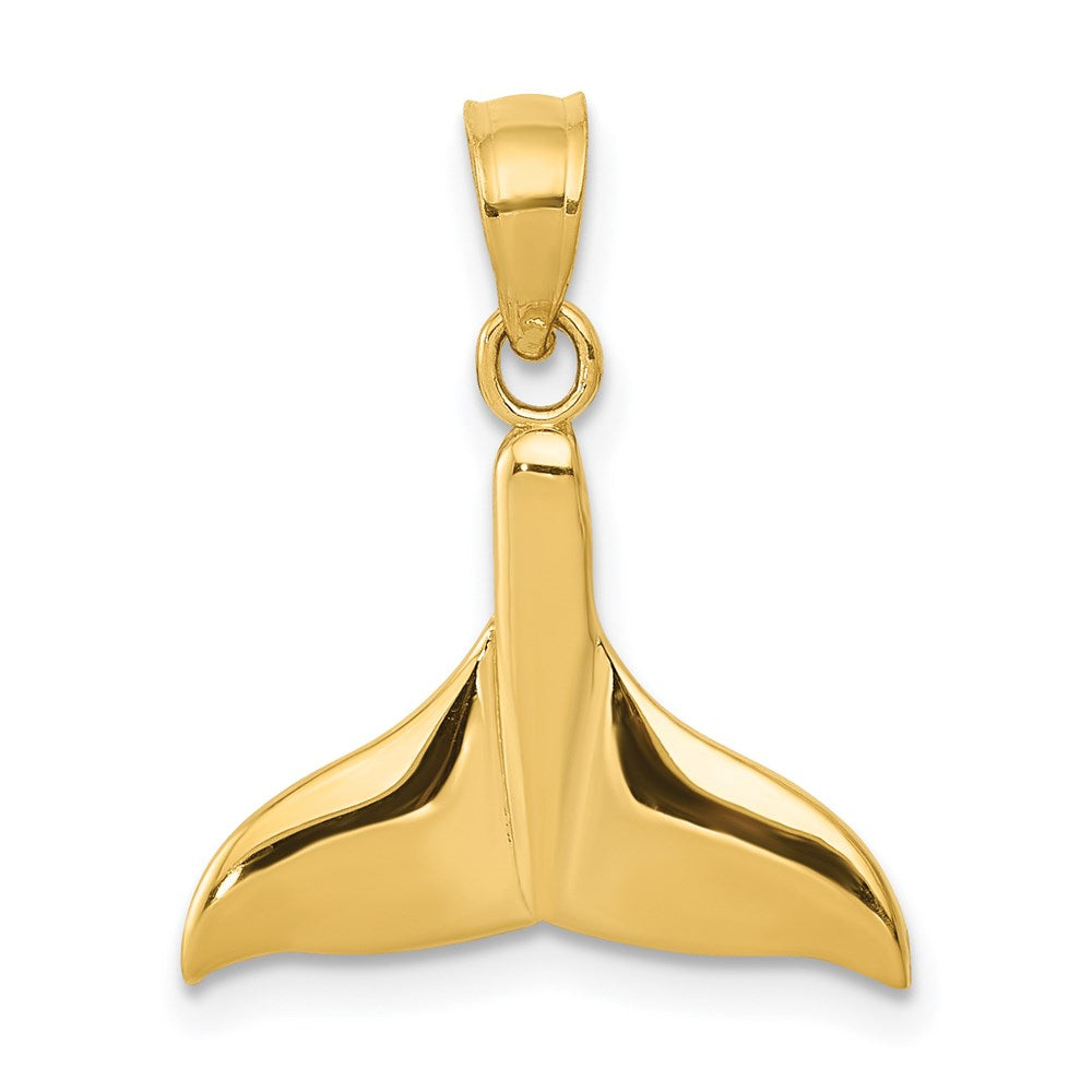 14k Solid Polished Open-Backed Whale Tail Pendant 1