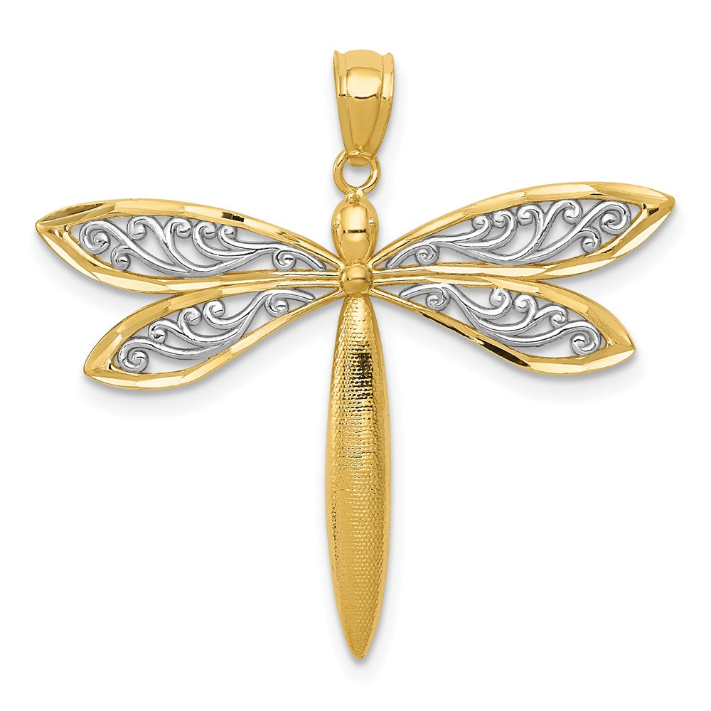 14k with Rhodium Dragonfly Pendant