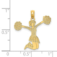 14k Cheerleader Jumping with Pom-Pom's Charm