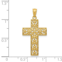 14k Diamond-cut Filigree Cross Pendant