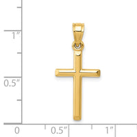 14k Polished Hollow Cross Pendant