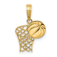 14k Basketball Hoop and Ball Pendant